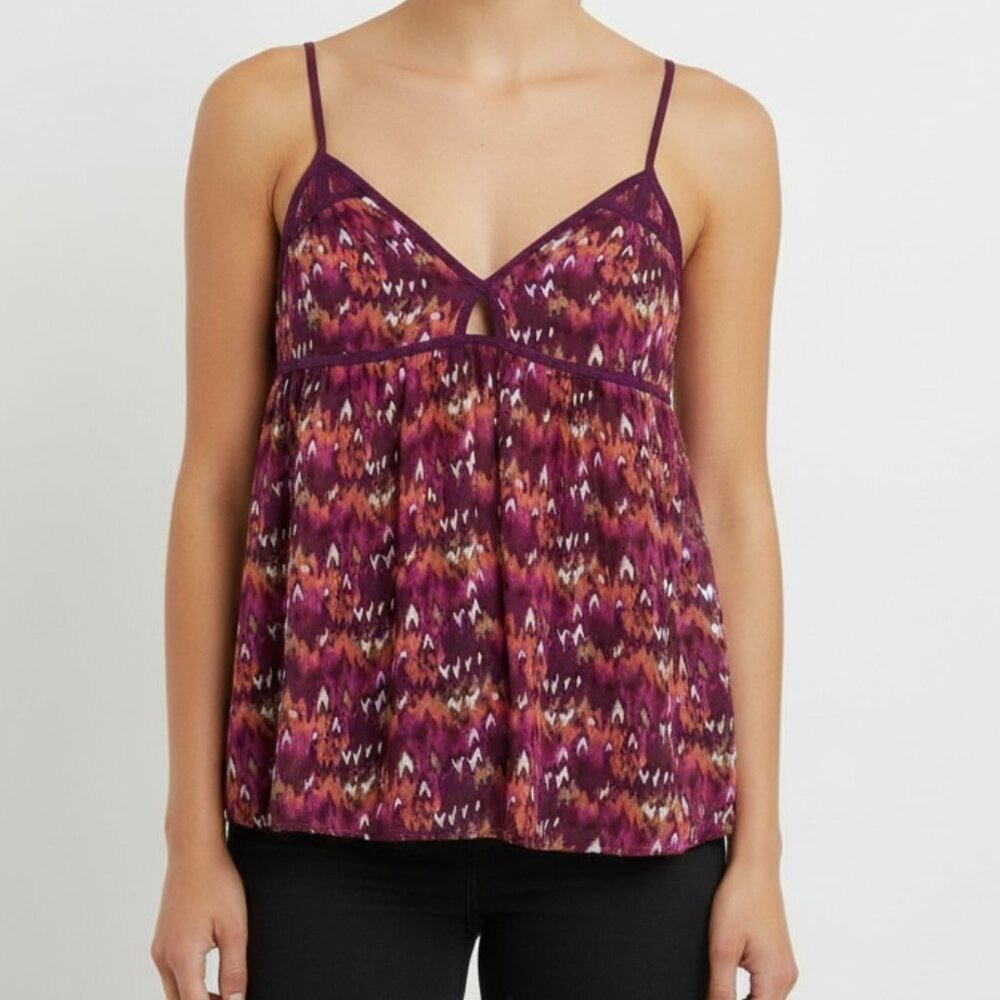 Y2K Forever 21‎ Purple Geometric Cami Tank Top Medium Keyhole Flowy Boho